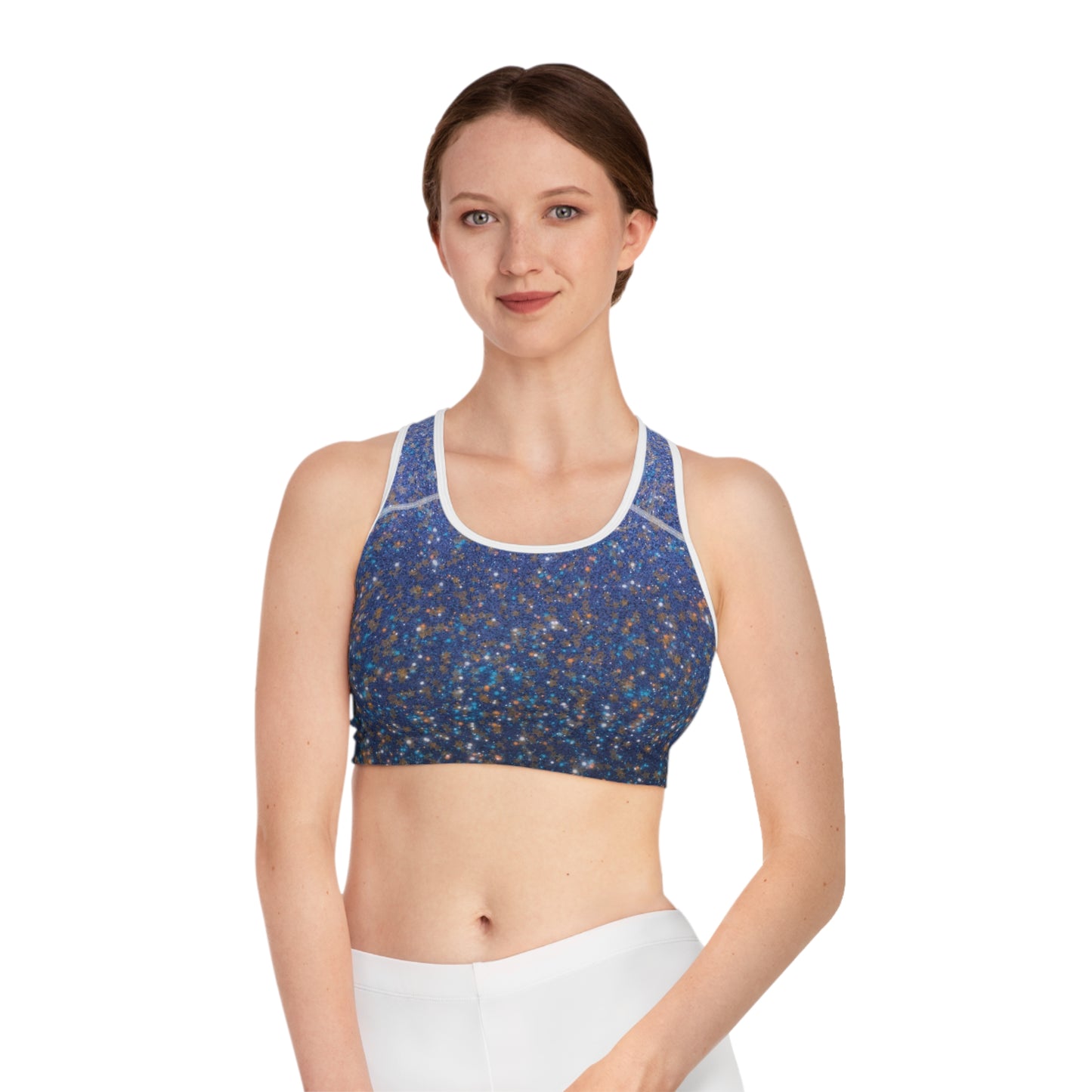 Cosmic Sparkle Sports Bra - Comfortable Fitness Top for Yoga, Gym, Exercise, Running, and Everyday Wear