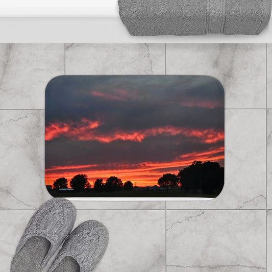 Sunset Silhouette Bath Mat - Cozy Home Décor for Relaxation